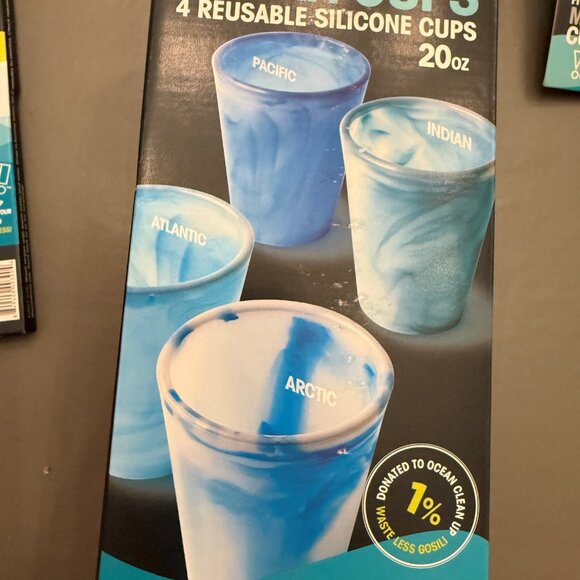 goSili reusable silicone Ocean Cups, straws and Ocean lids and straws bundle - Picture 2 of 15
